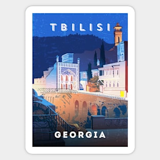 Tbilisi, Georgia - Retro travel minimalist poster Sticker